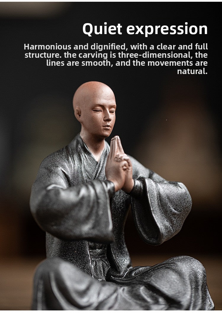 zensoullab Zen Purple Clay Little Monk Tea Pet Figurine Character Tea Ceremony Tea Room Tea Space Desktop Tea Table Tea Set Tea Table Decoration