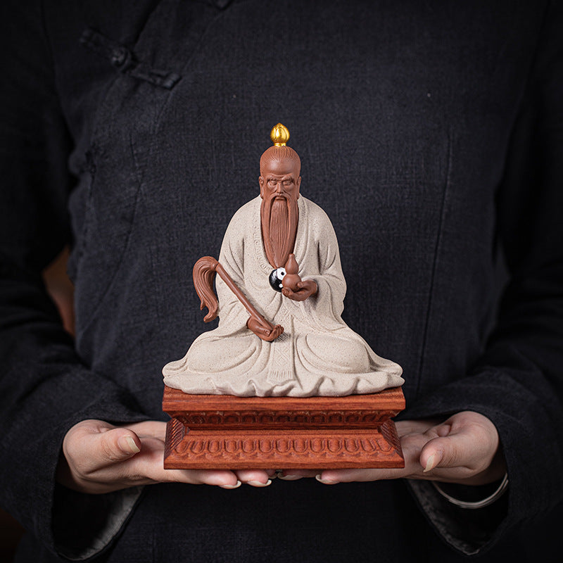 zensoullab Zen Style Chinese Ceramic Taishang Laojun Three Pure Ones Taoist Patriarch Yuanshitianzun Living Room Creative Home Decor Antique Shelf Ornament