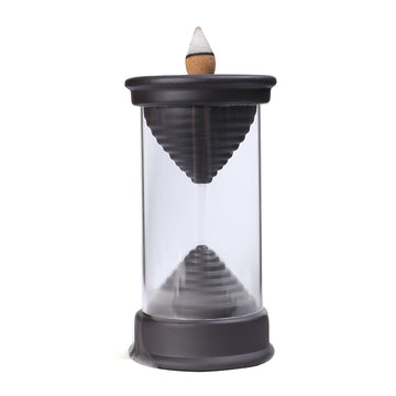 zensoullab Purple Clay Backflow Incense Burner Ornament Creative Small Windproof Cover Small Hourglass Waterfall Backflow Incense Burner Craft
