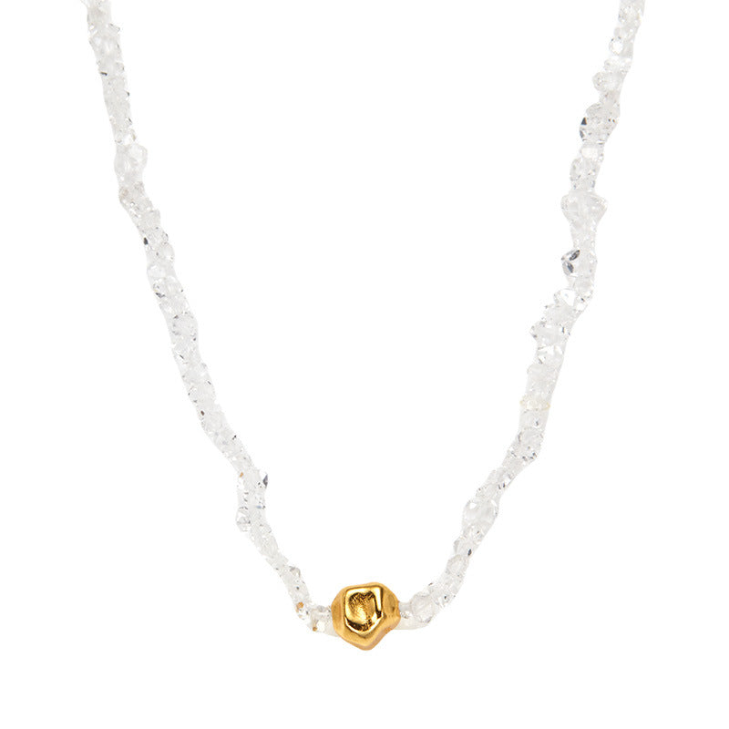 zensoullab Original Design S925 Sterling Silver Natural White Crystal Colorful Gemstone Necklace for Women Personalized Handmade Irregular Beads