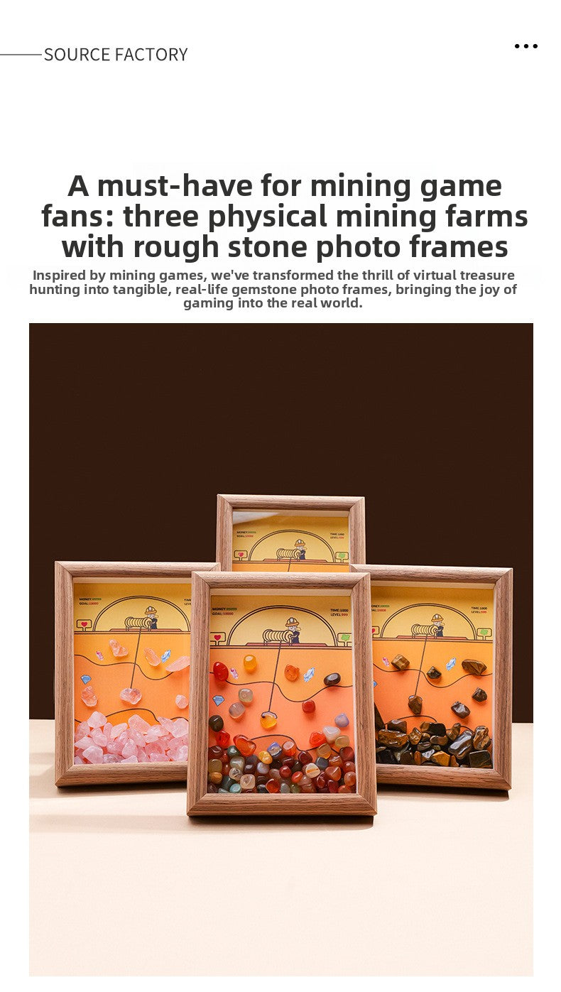 zensoullab Runyang Jewelry Natural Crystal Stone Frame Miner DIY Crystal Crafts 7inch Frame Display Creative