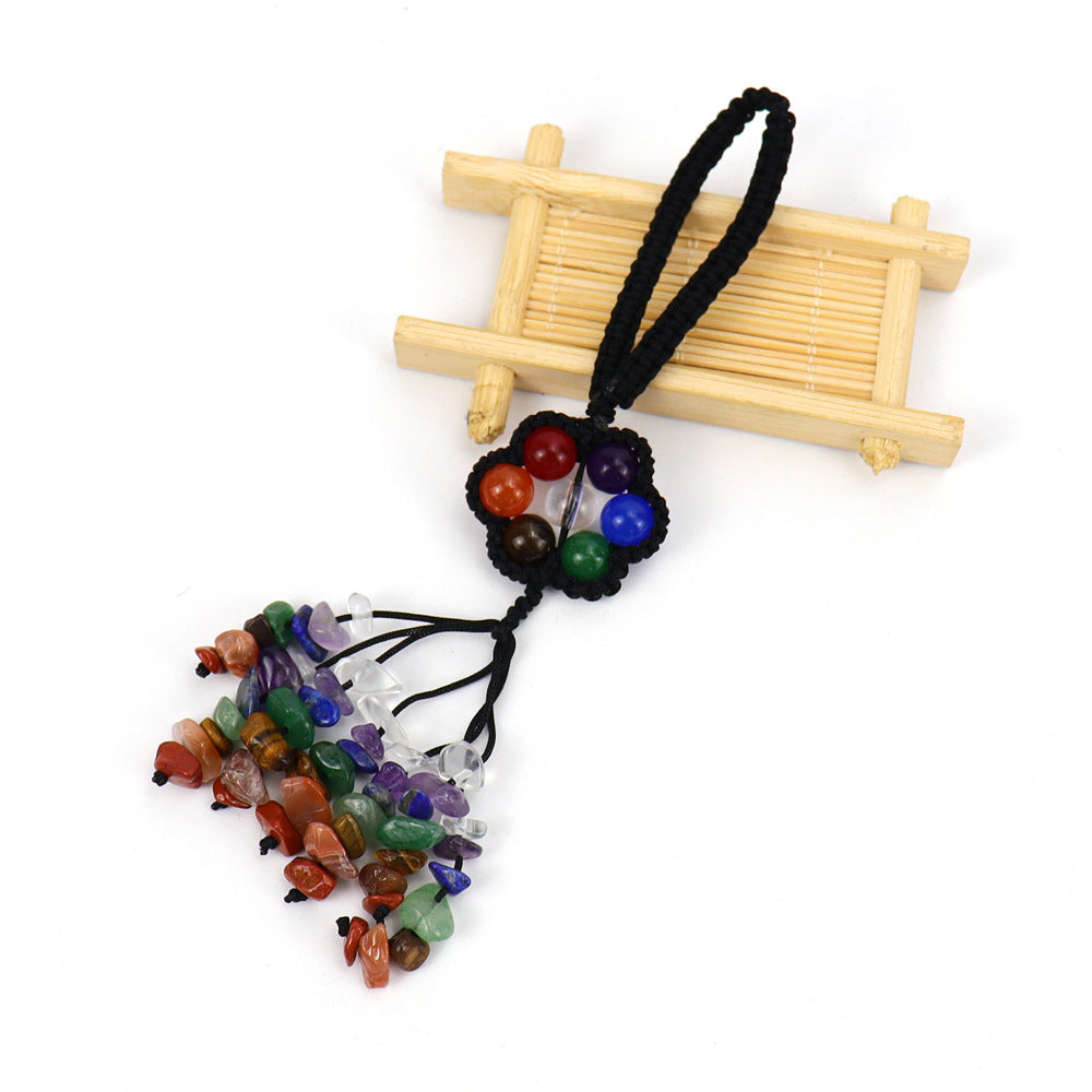 zensoullab Handmade Woven Crystal Colorful Round Bead Pendant Keychain Bag Pendant Car Hanging Ornament