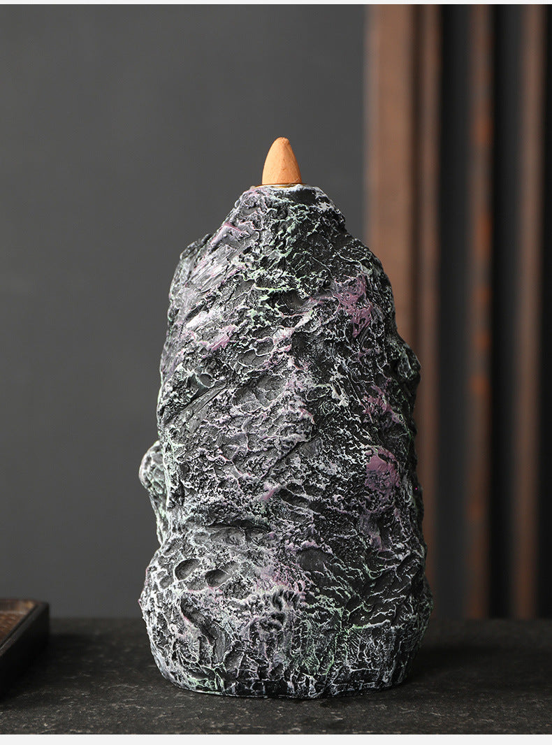 zensoullab Creative Resin Backflow Incense Burner Crystal Cave LED Night Light Aesthetic Indoor Incense Creative Ornament Backflow Incense