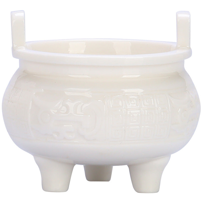 zensoullab Chinese Style Mini Ceramic Incense Burner Tea Room Home Worship Three-legged Incense Burner Portable Incense Holder Incense Ceremony Zen Small Ornament