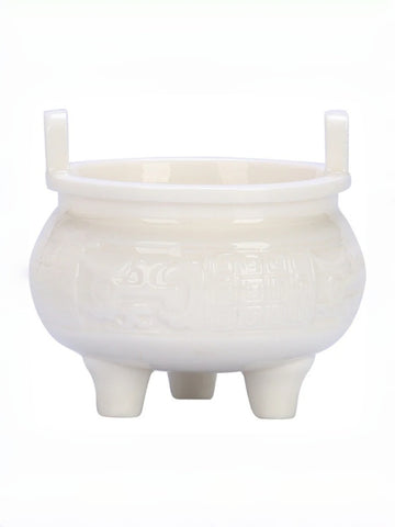 zensoullab Chinese Style Mini Ceramic Incense Burner Tea Room Home Worship Three-legged Incense Burner Portable Incense Holder Incense Ceremony Zen Small Ornament
