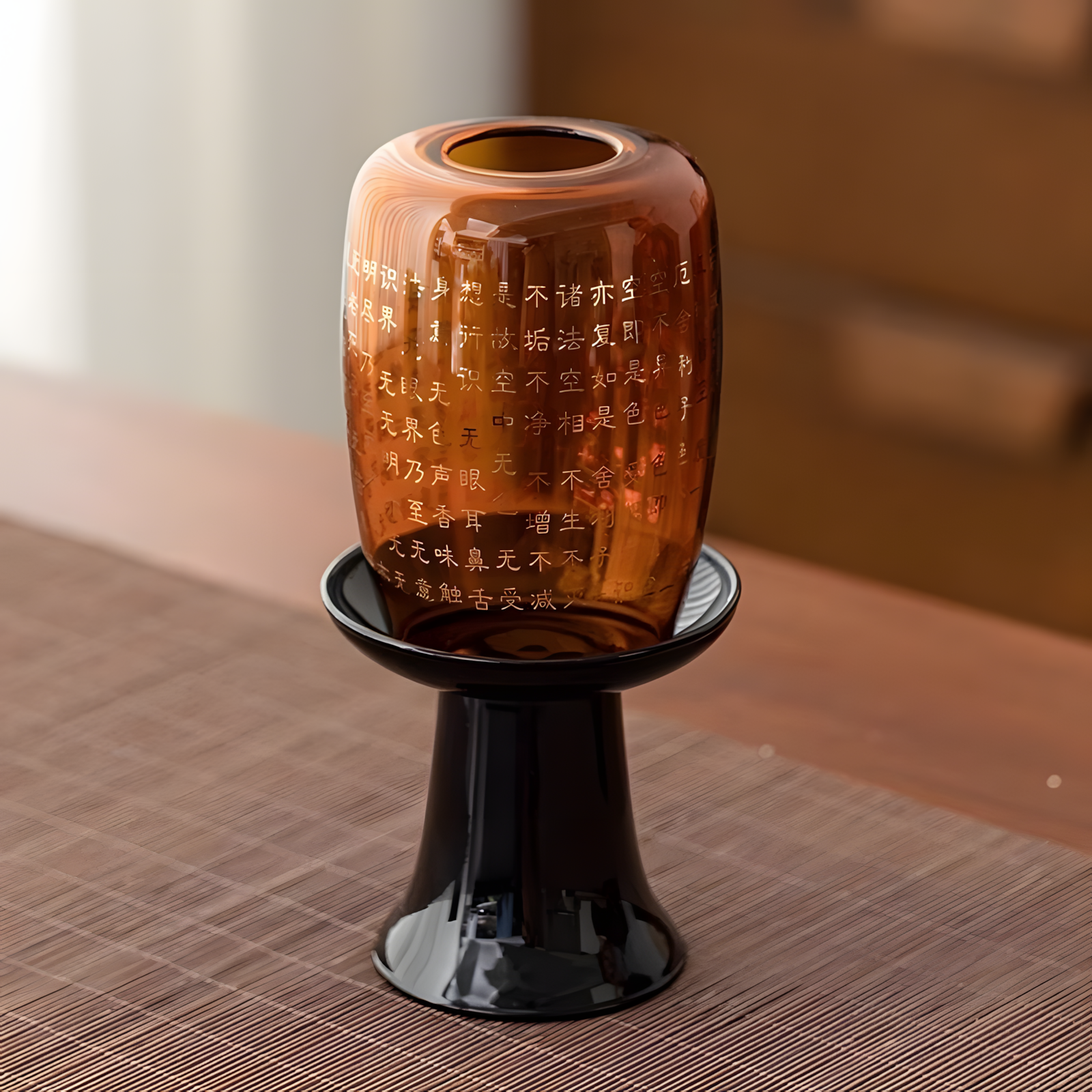 Zensoullab “Heart Sutra Light” Amber Glass Candle Holder | Mindful Meditation & Serenity Lamp