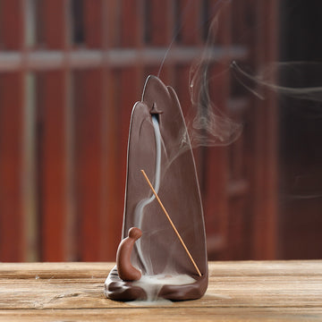 zensoullab Original Ceramic Backflow Incense Burner Watchful Landscape Aromatherapy Burner Sandalwood Incense Home Decor Incense Holder