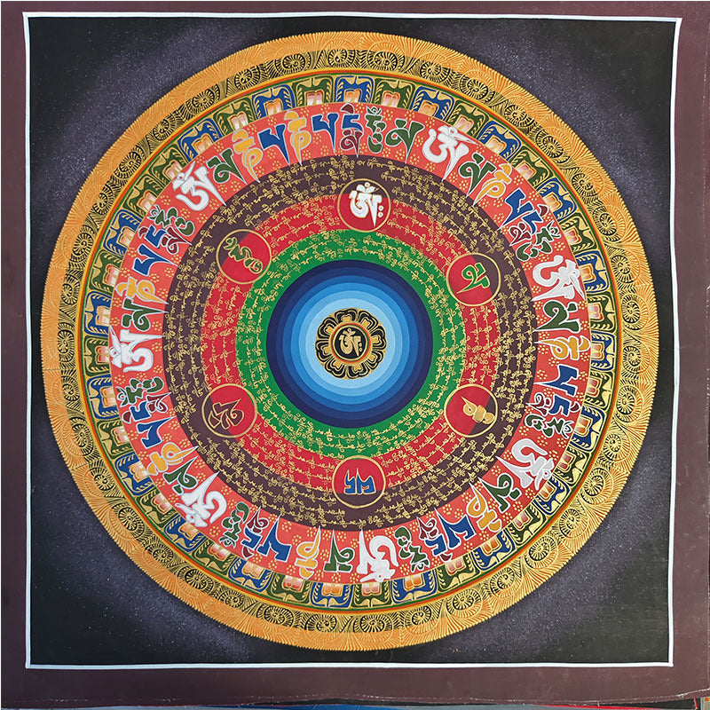 zensoullab Nepal Hand-painted Sutra Mandala Thangka Painted Starry Sky Six-Word Mantra Tibetan Thangka Mandala Decorative Hanging Painting