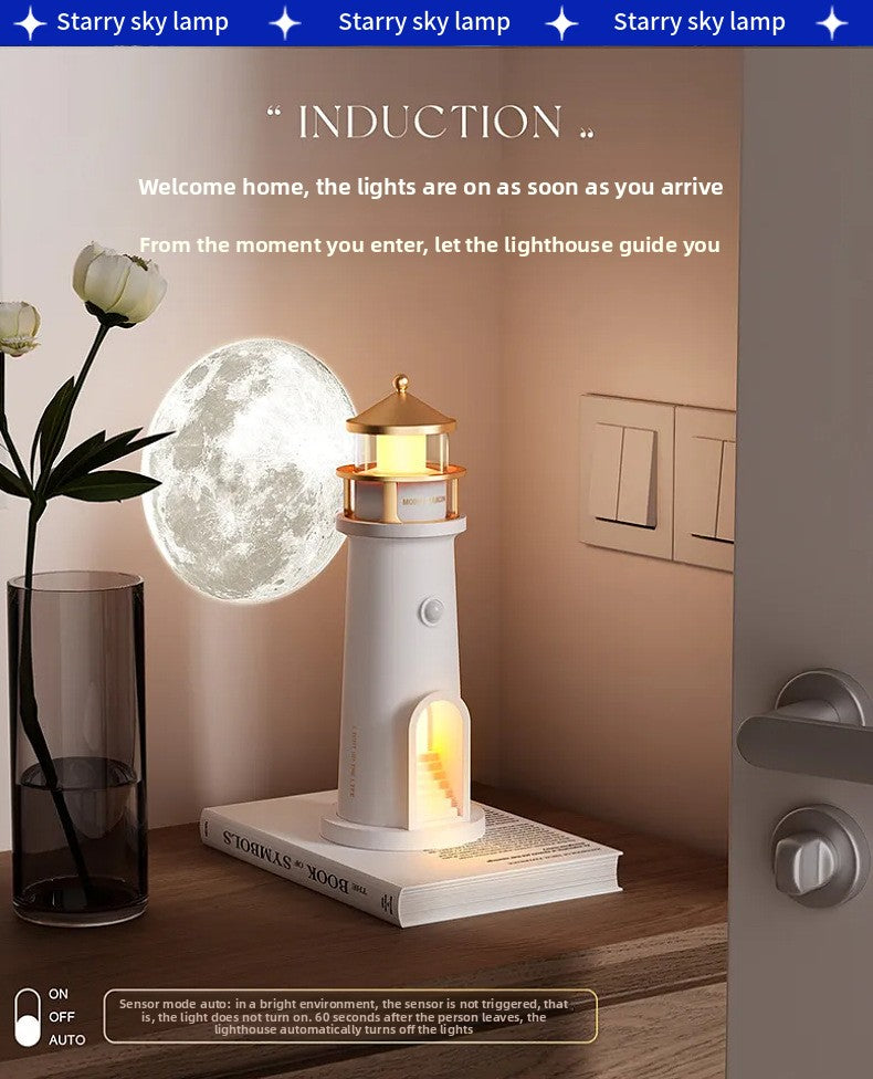 zensoullab Moonlight Lighthouse Projection Lamp Atmosphere Bedroom Bedside Sleep Companion Night Light Desktop Creative High-end Ornament