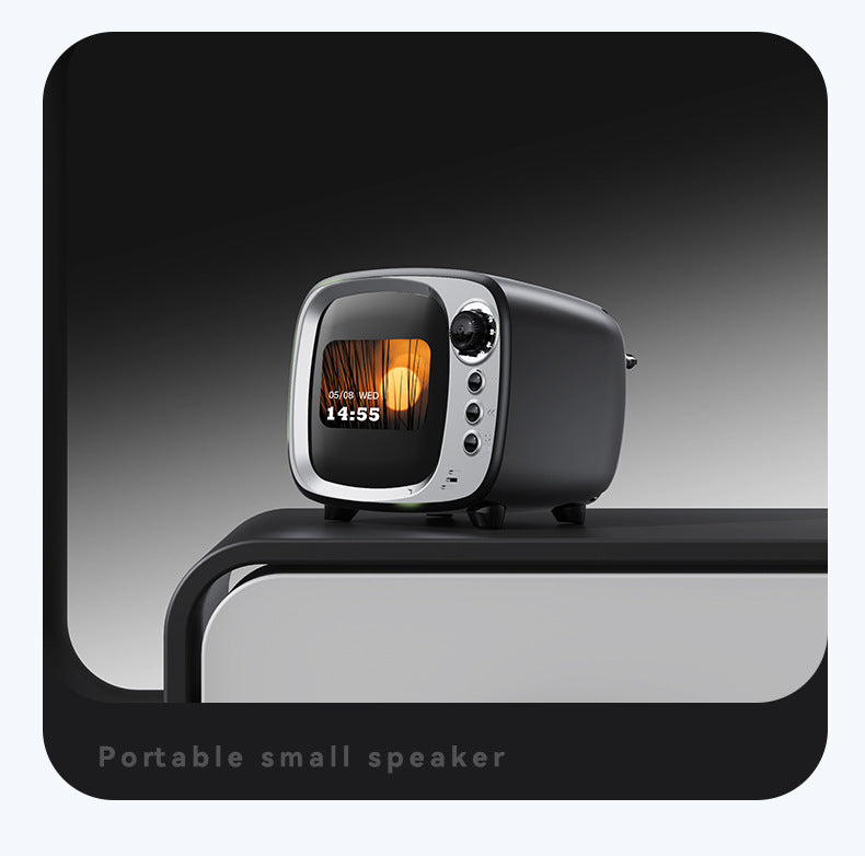 zensoullabAi Smart APP Screen Bluetooth Speaker Creative Retro TV Style Small Speaker Subwoofer Alarm Clock White Noise