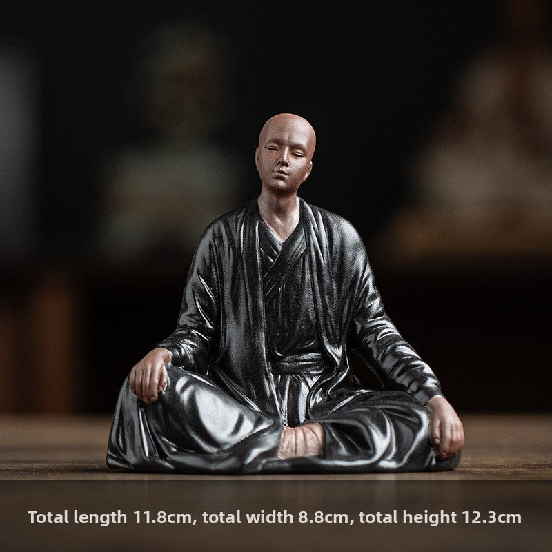 zensoullab Zen Purple Clay Little Monk Tea Pet Figurine Character Tea Ceremony Tea Room Tea Space Desktop Tea Table Tea Set Tea Table Decoration