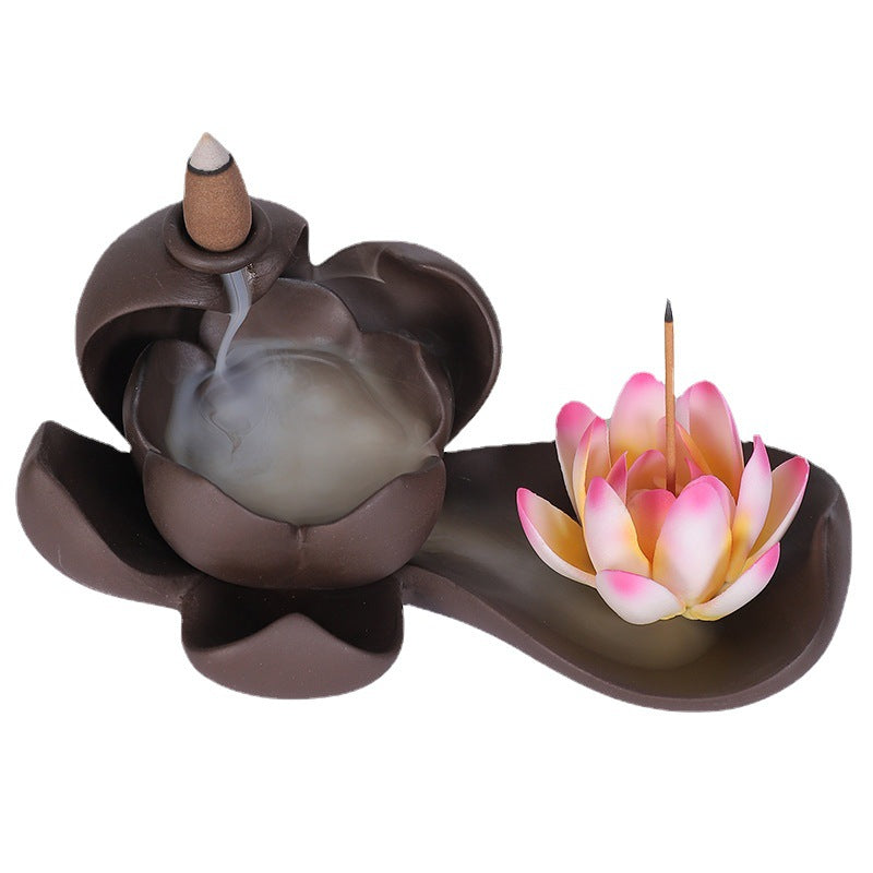 Jingchen Purple Clay Backflow Incense Burner Zen Buddha Hand Sandalwood Burner Home Indoor Aromatherapy Burner Large Incense Creative Ornament