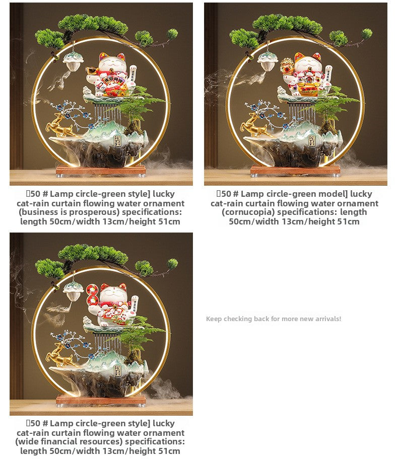 zensoullab Lucky Cat Flowing Water Wealth-Attracting Ornament Circulating Water Living Room Desktop Decoration