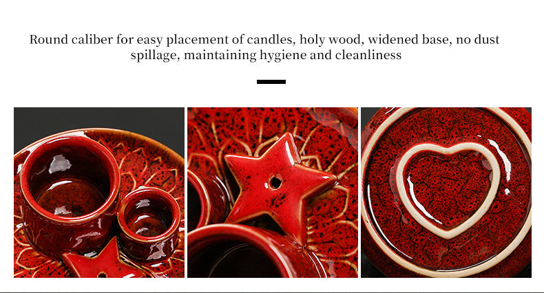 Ceramic Aromatherapy Candle Holder Aromatherapy Burner Simple Nordic Style Candle Cup Atmosphere Decoration Sage Holy Wood Plate