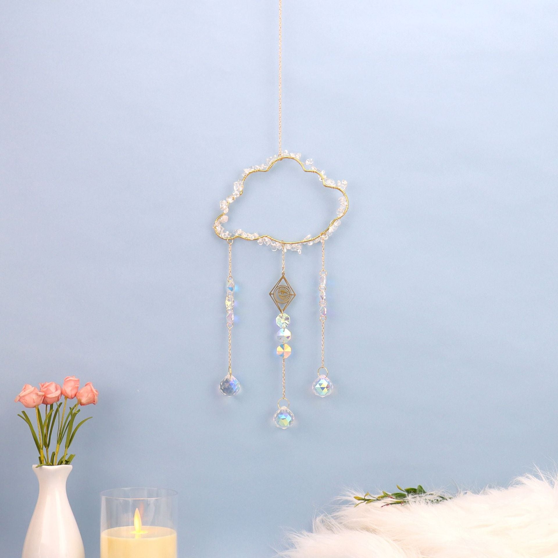 zensoullab Natural Crystal Gravel Handmade Crystal Decoration Pendant Window Outdoor Light Gathering Cloud Amethyst Sun Catcher