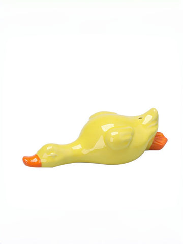 Zensoullab Creative Cartoon Little Duck Ceramic Decoration Soft and Adorable Cure Tea Ornaments Pen Holder Home Indoor Sandalwood Incense Stick Holder Incense Ceremony