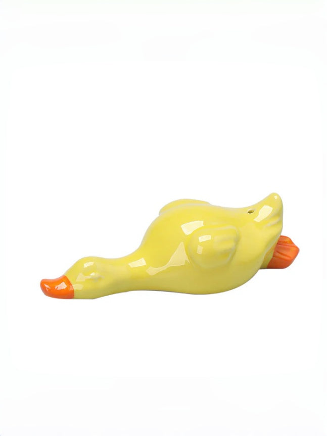 Zensoullab Creative Cartoon Little Duck Ceramic Decoration Soft and Adorable Cure Tea Ornaments Pen Holder Home Indoor Sandalwood Incense Stick Holder Incense Ceremony