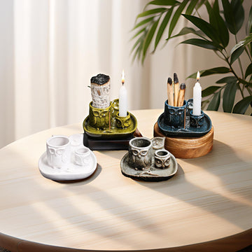 Kiln-Transformed Ceramic Candle Tray American Owl Sage Peruvian Sacred Wood Burning Stand Incense Holder Incense Seat