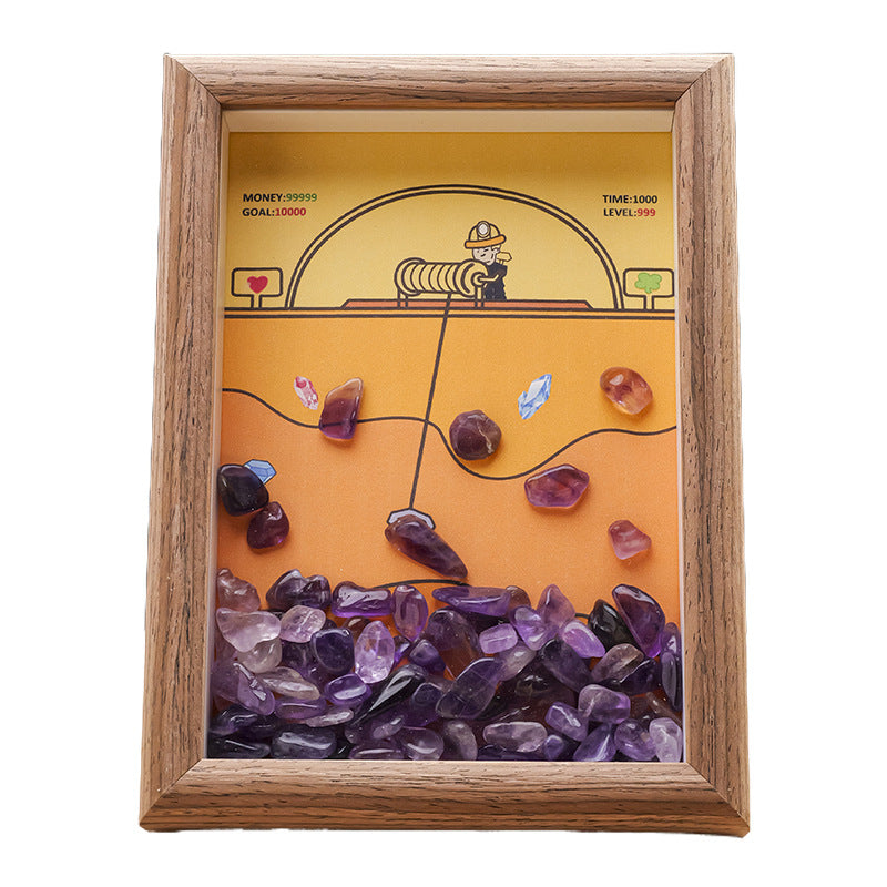 zensoullab Runyang Jewelry Natural Crystal Stone Frame Miner DIY Crystal Crafts 7inch Frame Display Creative