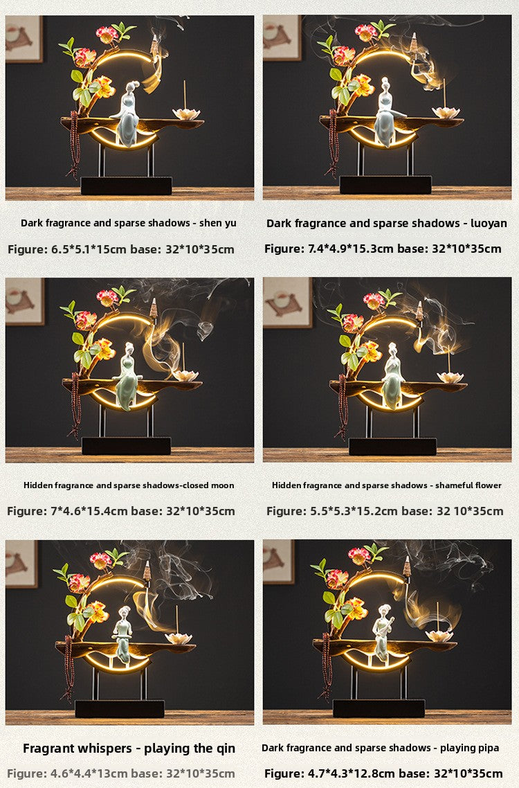 zensoullab New Chinese Style Backflow Incense Ornament Creative Lamp Ring Home Aromatherapy Burner Office Living Room Entrance Desktop Decoration