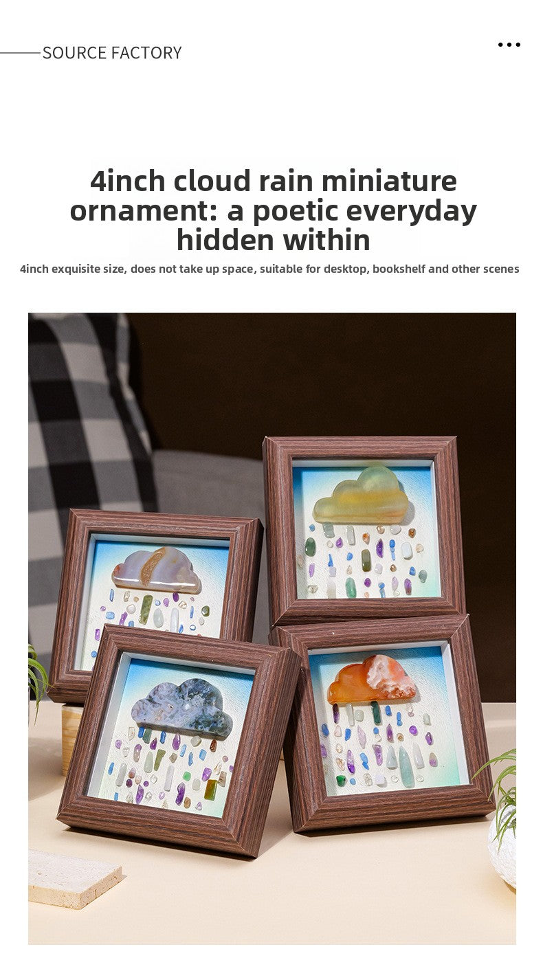 zensoullab Runyang Jewelry 4inch Natural Crystal Raw Stone Photo Frame Ornament Red Agate Fluorite Cloud Crushed Stone Painting Crystal Decoration