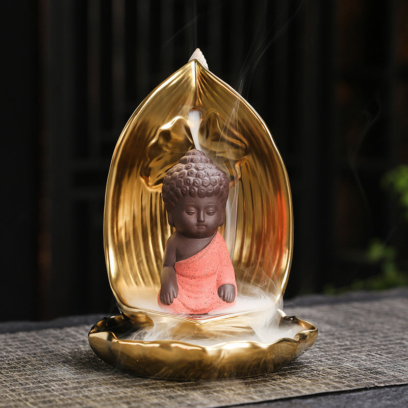 zensoullab Backflow Incense Burner Rulai Flowing Incense Gold Base Small Shaami Creative Backflow Incense Burner Home Incense Desktop Ornament
