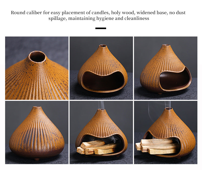 Ceramic Incense Burner Mount Fuji Small Wall Stove Cedar Sage Aromatherapy Burner Sacred Wood Purification Incense Burner Home Atmosphere Ornament