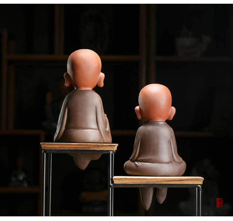 zensoullab Yunshang Chinese Zen Monk Gift Ceramic Ornament Classical Craft Tea Ceremony Home Decoration Zisha
