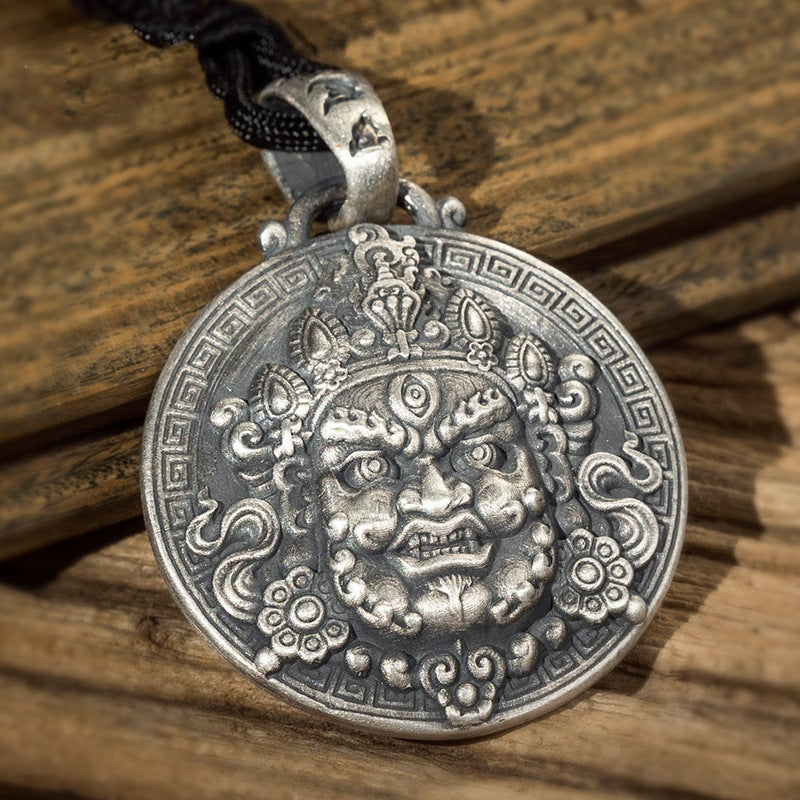 zensoullab National Trend Thai Silver Pendant Retro Three-Eyed Wisdom Buddha Hanging Ornament Original Handmade Buddha Amulet Versatile Men's and Women's Necklace