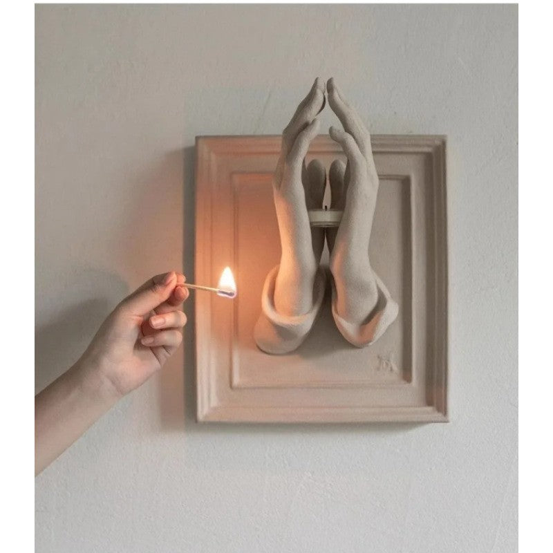 zensoullab Halloween Praying Hands Resin Ornament Wall Candle Holder Wall Hanging Decoration Pendant Home Statue Decoration Craft