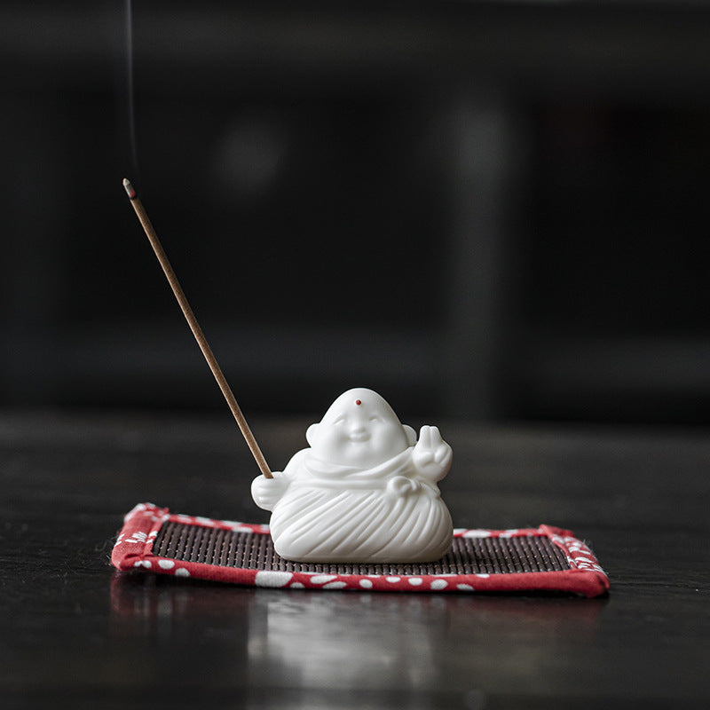 zensoullab Creative Cute Little Zongzi Ceramic Aromatherapy Burner Ornament Home Dragon Boat Festival Gift Sandalwood Incense Holder