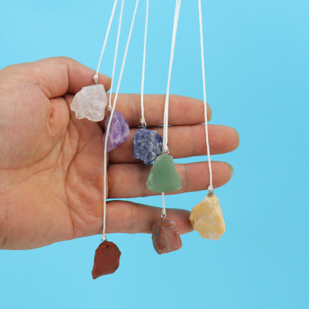 zensoullab Natural Raw Stone Crystal Wind Chime Gardening Crafts Crystal Hanging Holiday Home Decoration