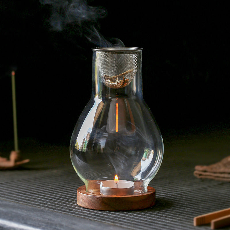 zensoullab Zen Candle Holder Windproof Glass Lampshade Chinese Retro Style Home Aromatherapy Wax Light Tea Room Decorative Ornament