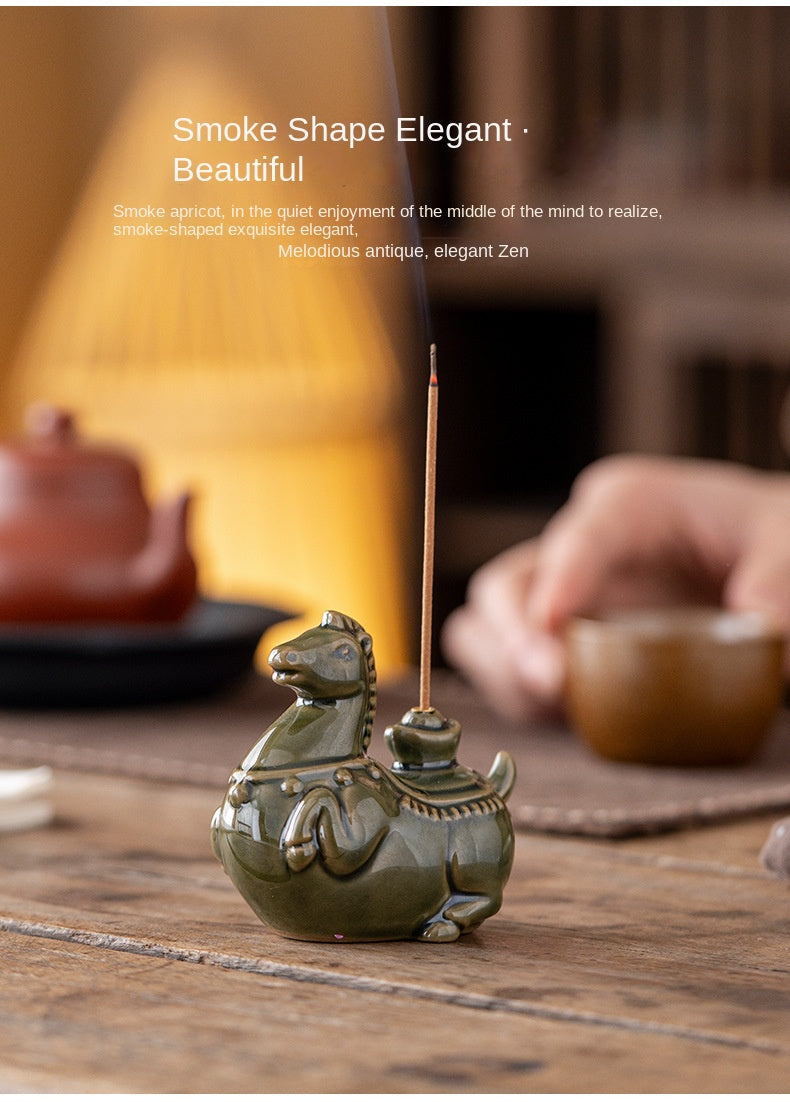 Zensoullab Tangma Celadon Line Incense Holder Ceramic Immediately Rich Creative Tea Table Decoration Vertical Incense Holder Gift Incense Holder Incense Ceremony