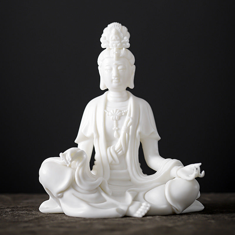 zensoullab Premium Dehua Ceramic Guanyin Buddha Statue Zen New Chinese Style Living Room Entrance Hall Guanyin Bodhisattva Ornament
