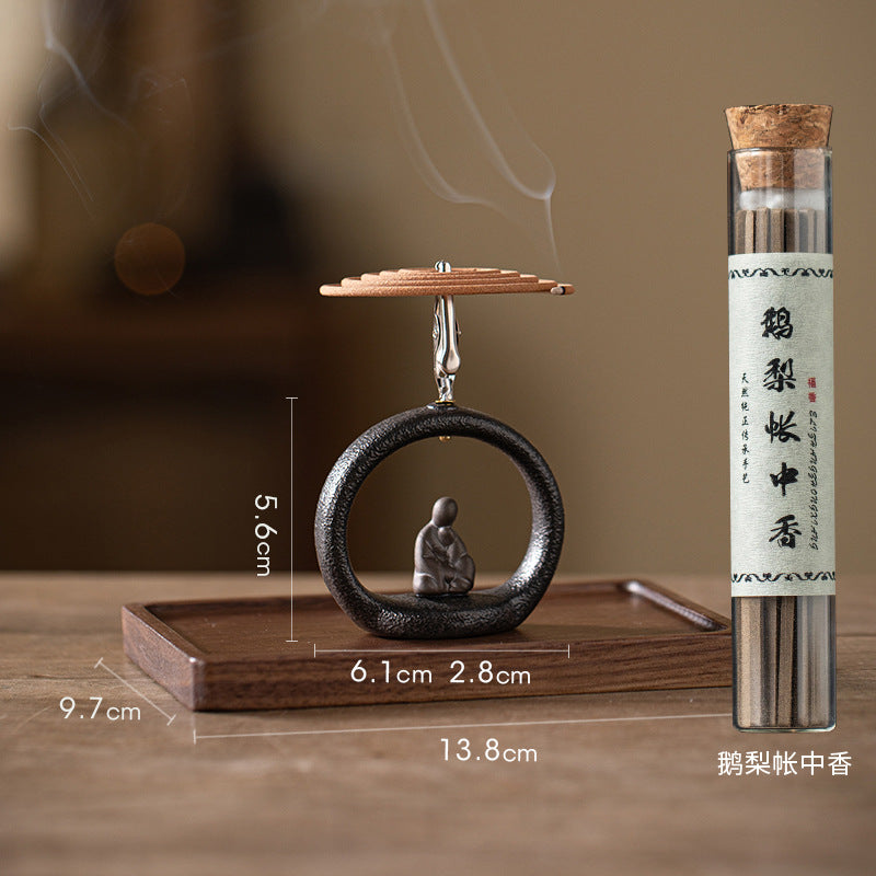 zensoullab Zen Style Small Monk Incense Holder Creative Dual-use Coil Incense Burner Incense Burner for Home Indoor Sandalwood Agarwood Incense Burner Ornament