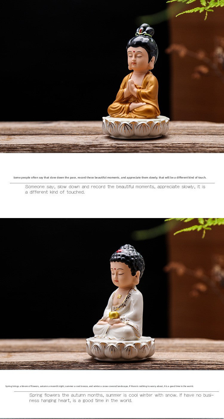 zensoullab Creative Buddhist Car Perfume Ornament Ceramic Cute Guanyin Bodhisattva Peace Buddha Statue Maitreya Buddha Car Accessories