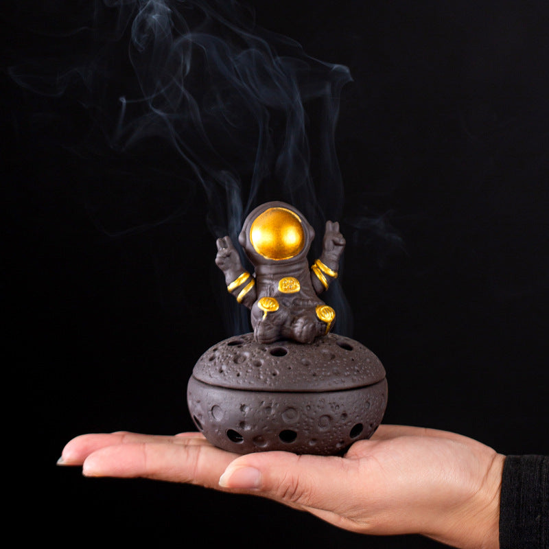 zensoullab Kirin Incense Burner Purple Clay Creative Aromatherapy Burner Home Indoor Incense Ceremony Agarwood Sandalwood Burner Cultural Astronaut Ornament