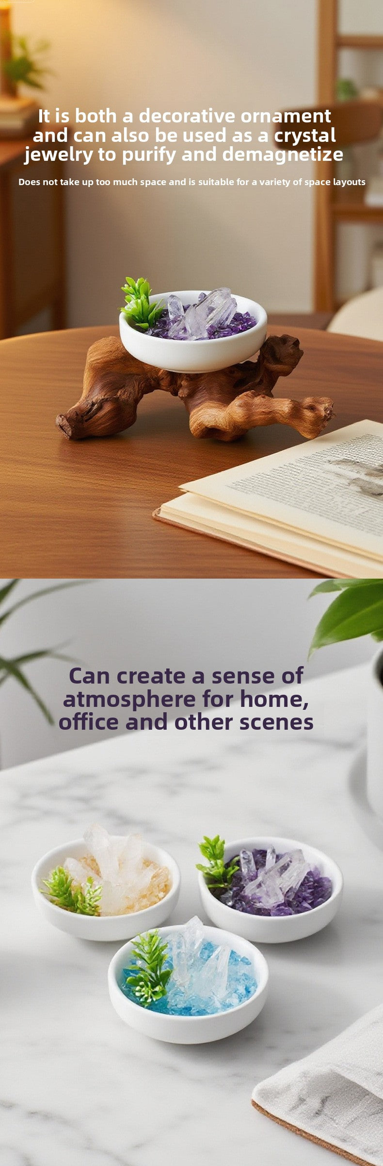 zensoullab Natural White Crystal Single Crystal Micro Landscape Ornament Yellow Amethyst Aquamarine Crushed Stone Demagnetization Home Decor