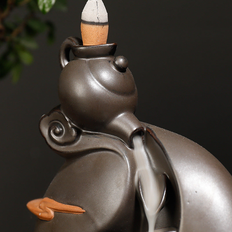zensoullab New Teapot Smoke Backflow Incense Burner Large Ceramic Ornamental Incense Burner Home Decor Craft