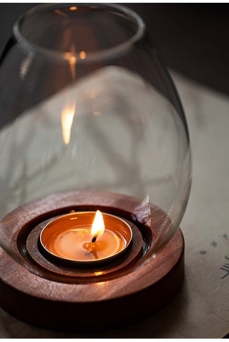 zensoullab Japanese Style Glass Candle Holder Creative Ornament Candle Romantic Home Zen Retro Aromatherapy Windproof Table Cover Desktop Decoration
