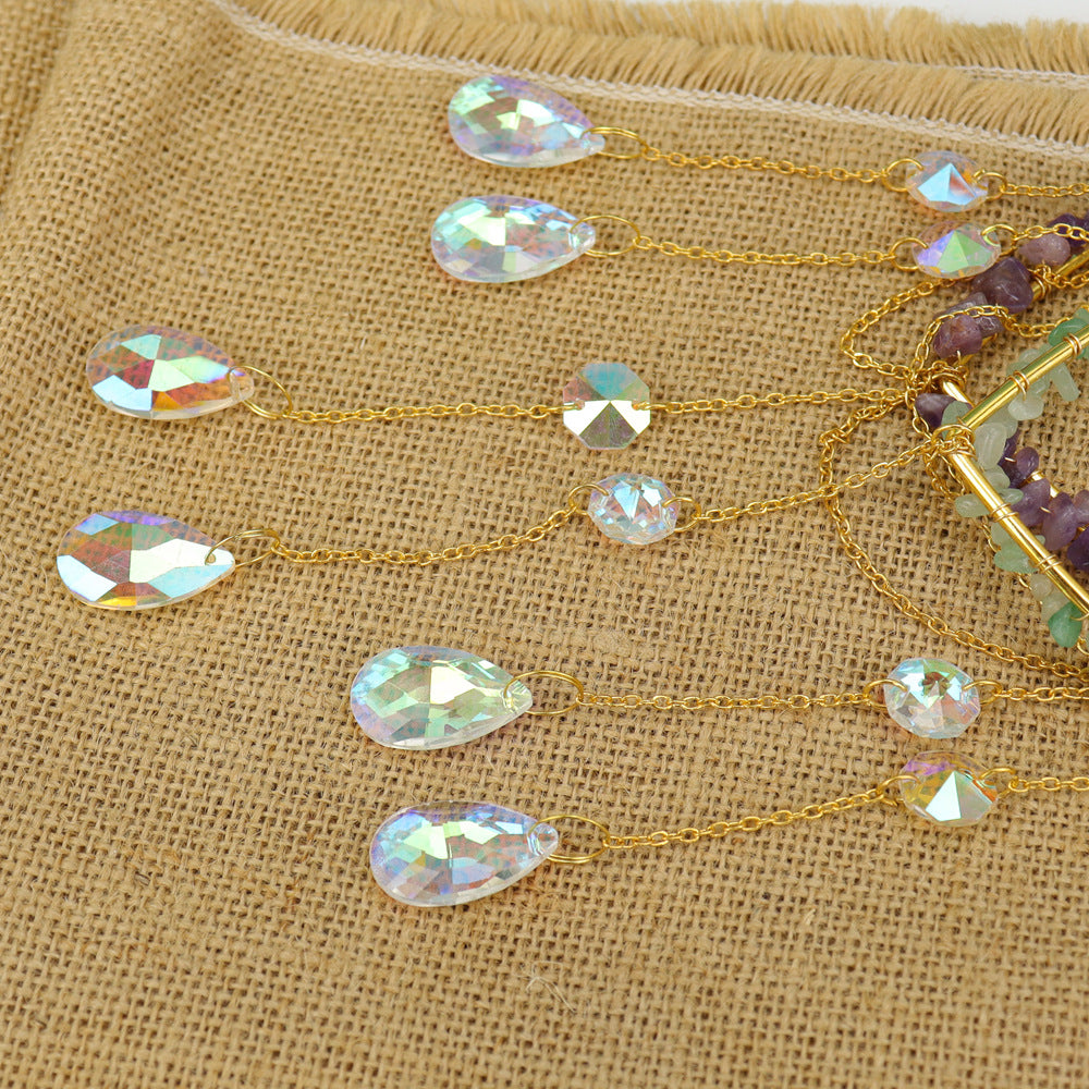 zensoullab Natural Raw Stone Crystal Wind Chime Sun Catcher Heart Hanging Holiday Home Decoration