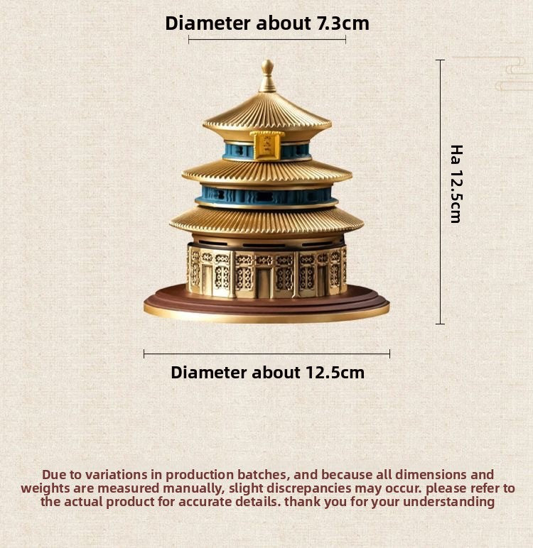 zensoullab Ancient Style New Chinese Style Temple of Heaven Copper Incense Burner Home Sandalwood Incense Indoor Coil Incense Agarwood Burner Incense Seal Incense Burner Ornament