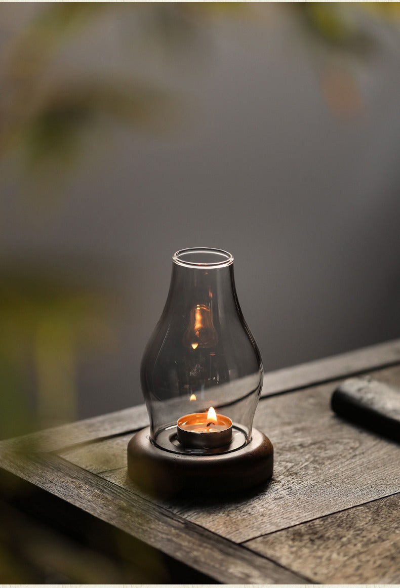 zensoullab Japanese Style Glass Candle Holder Creative Ornament Candle Romantic Home Zen Retro Aromatherapy Windproof Table Cover Desktop Decoration
