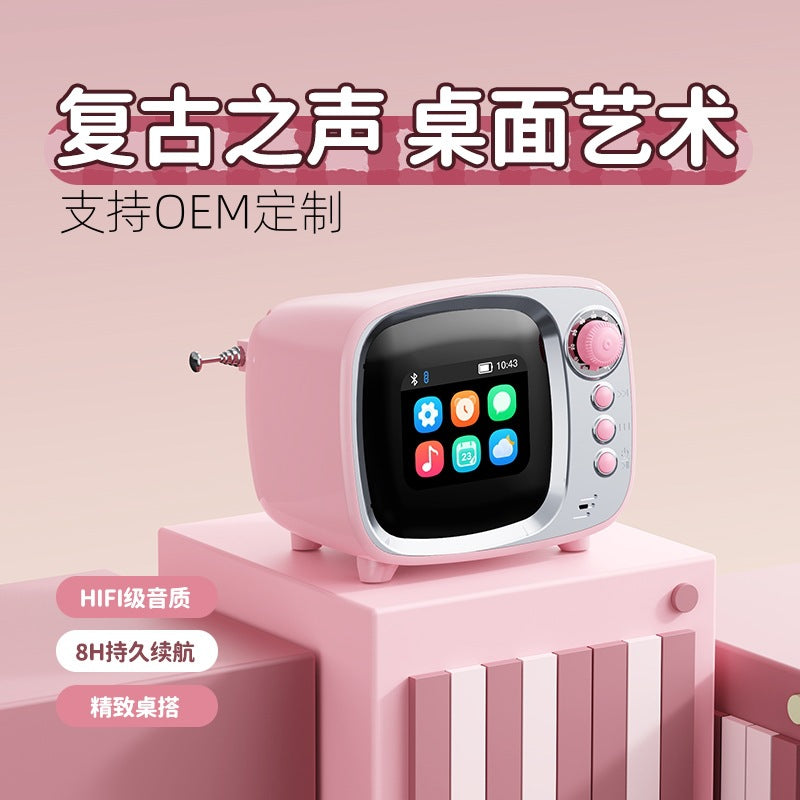 zensoullabAi Smart APP Screen Bluetooth Speaker Creative Retro TV Style Small Speaker Subwoofer Alarm Clock White Noise