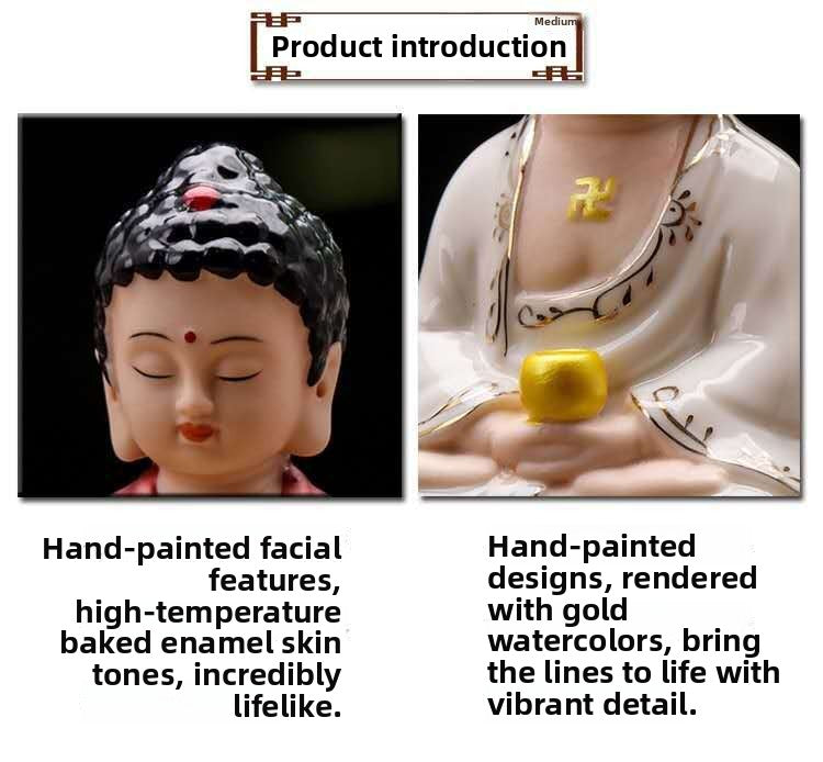 zensoullab Ceramic Peace Lotus Buddha Statue Guanyin Bodhisattva Living Room Chinese Style Entrance Creative Home Decoration Ornament
