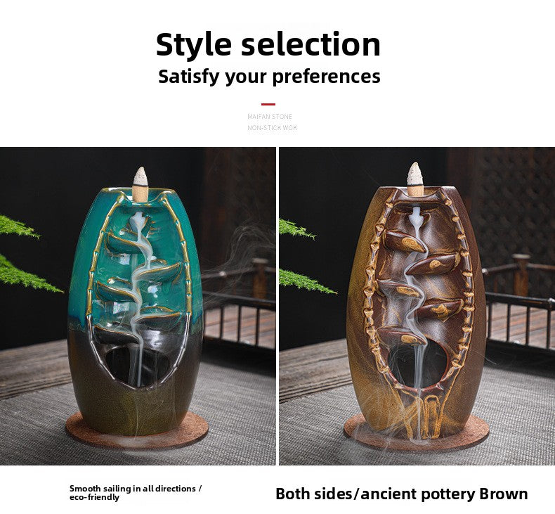 zensoullab Backflow Incense Burner Left and Right Fengyuan Kiln Change Antique Incense Large Home Creative Ornament Home Decor