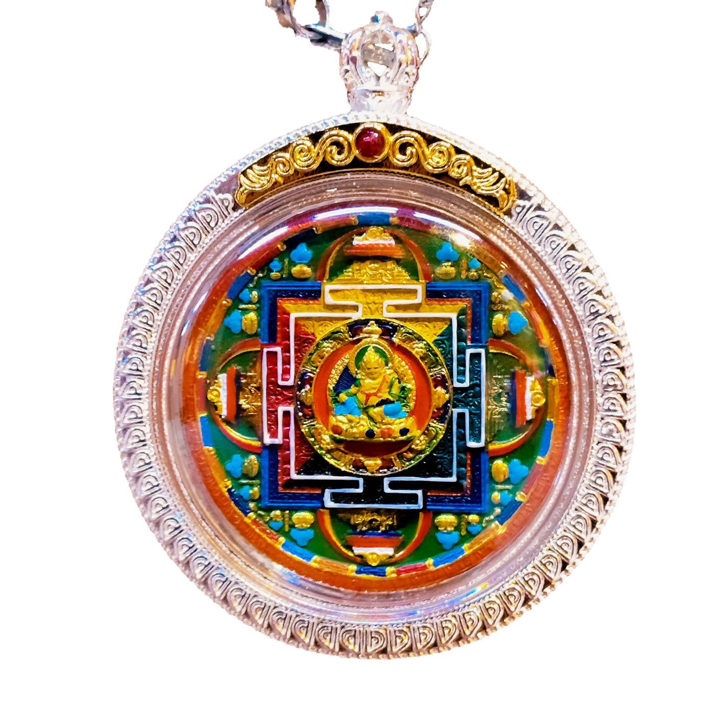 zensoullab Hand-painted Rubbing Thangka Three-dimensional Painted Black God of Wealth Gawu Box Pendant Necklace Zakiram Buddha Amulet