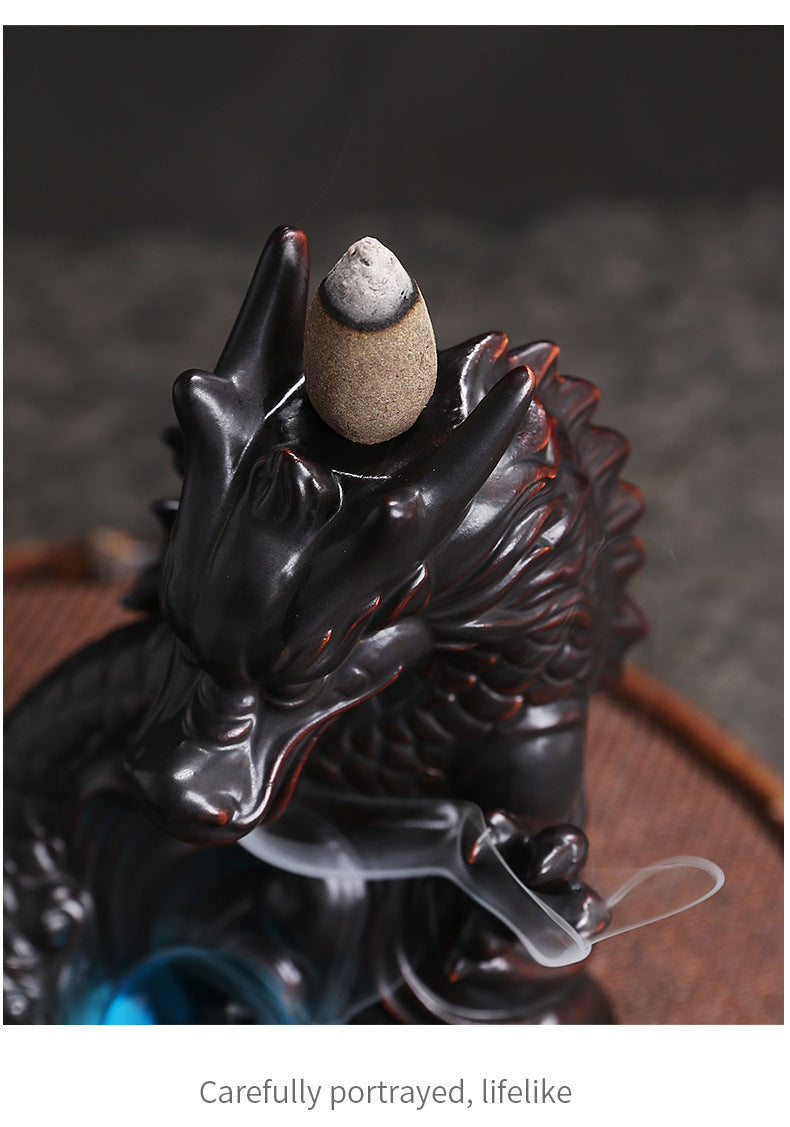 Original Classic Chinese Dragon Backflow Incense Burner Creative Ceramic Large Dragon Playing with Pearls Incense Burner Home Decor