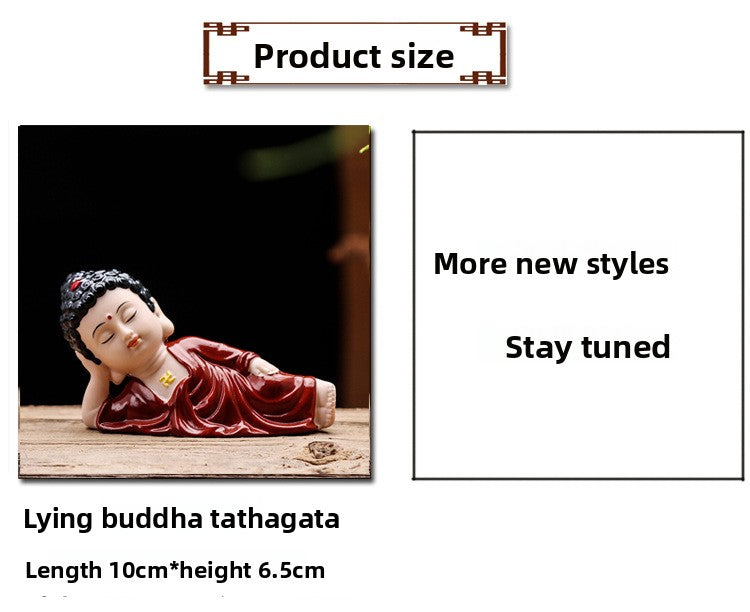 zensoullab Ceramic Buddha Statue Peace Buddha Chinese Style Entrance Shakyamuni Crafts Guanyin Ornament Lying Buddha Car Accessories